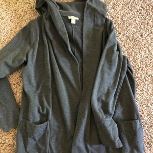Gray open cardigan sweatshirt